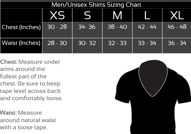 mans size chart